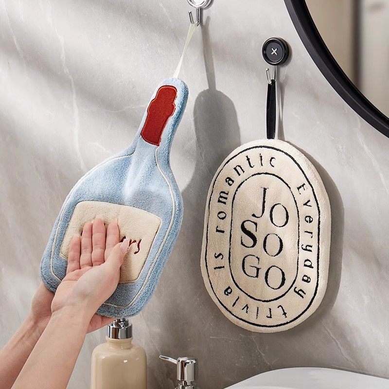Simple hand towel hanging cute cartoon soft water absorption quick drying small square towel no hair loss thickened coral fleece handkerchief