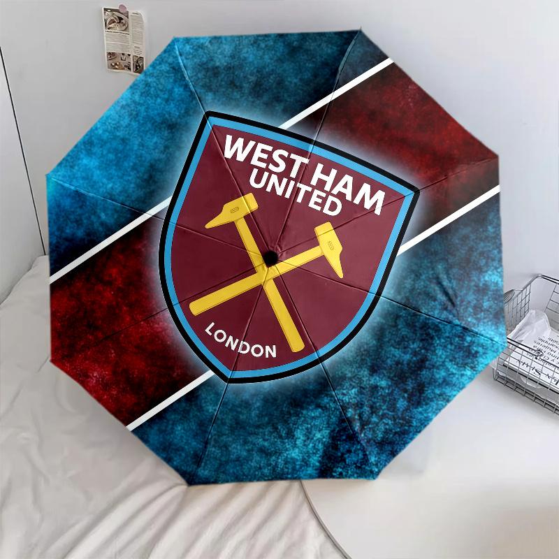 West Ham United pattern, automatic folding umbrella, portable and foldable design, 8 ribs, a Christmas or birthday gift.