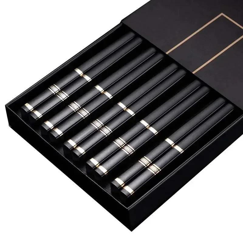 5 Pair Chopsticks Alloy Non-Slip Sushi Chop Sticks Set Japanese Chinese Gift Reusable Chopsticks Tableware Gift Kitchen