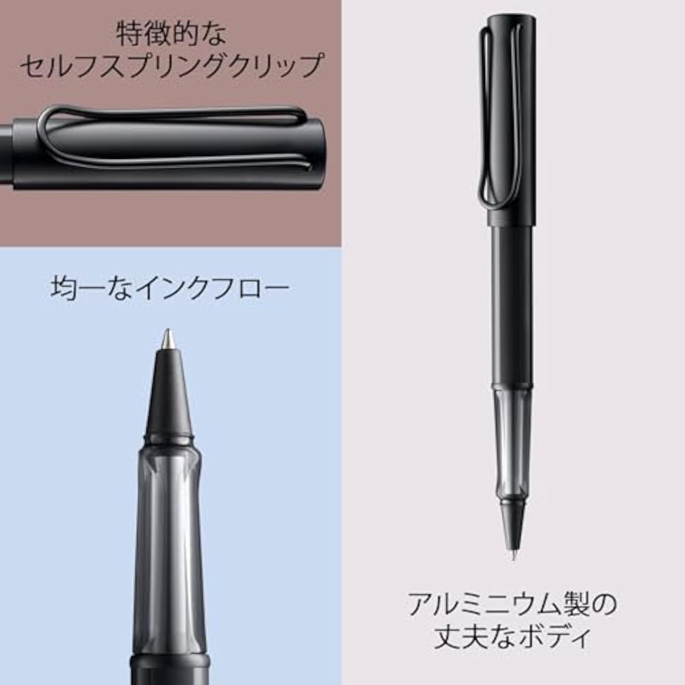 LAMY AL-Star Black Rollerball Pen - Clear Ergonomic Grip Pen Line Width M - Lightweight Aluminum ...