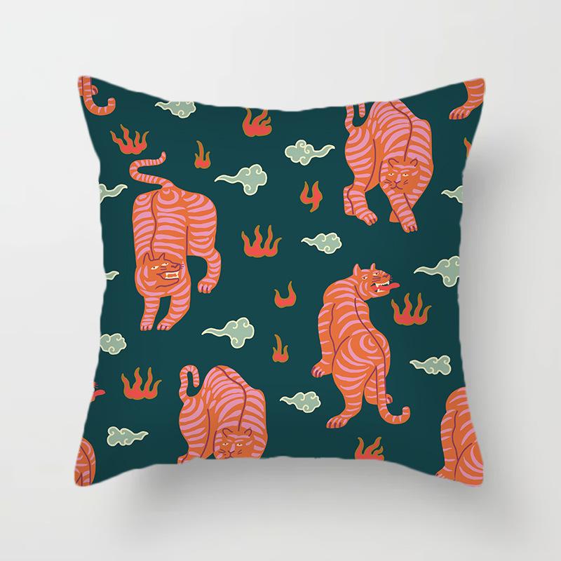 New Jungle Tigers Cushion Covers Modern Nordic Simple Pillowcase Hand Painted Cartoon Tigers Sofa Couch Throw Pillows Decor Home