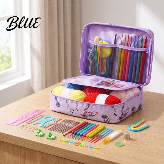 Häkelnadel-Set mit ergonomischen Griffen 59 Stück/Set Werkzeug-Set, Garnzubehör Leichte tragbare Organizer Aufbewahrungstasche, Kompletter Werkzeugkasten