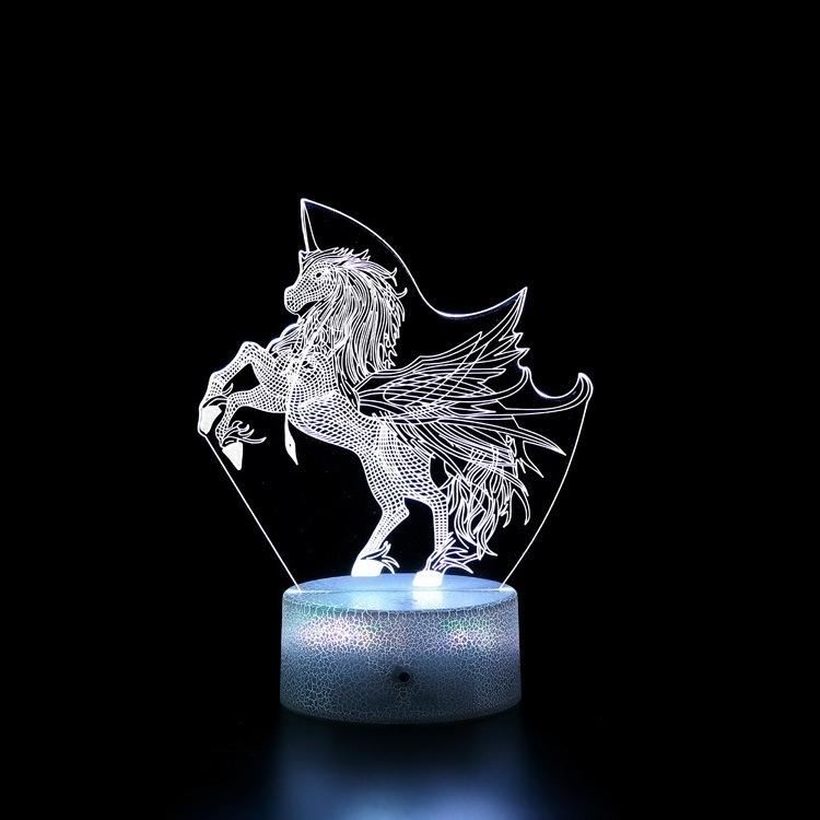 Pegasus Unicorn Geometric Horse LED Touch Remote Control, Creative Gift with Seven Colors