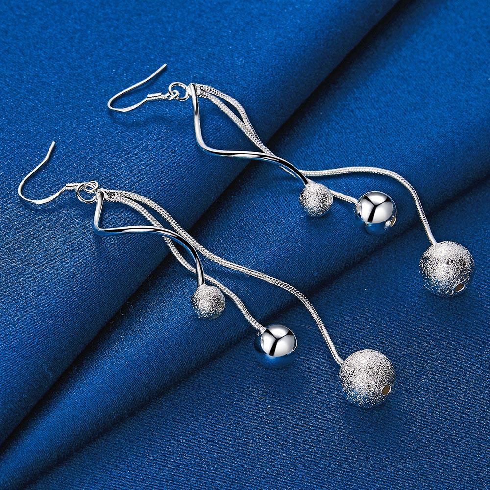 Kolczyki z długimi frędzlami ze srebra próby 925 dla kobiet Modna biżuteria Upominki na wesele Urokliwy prezent