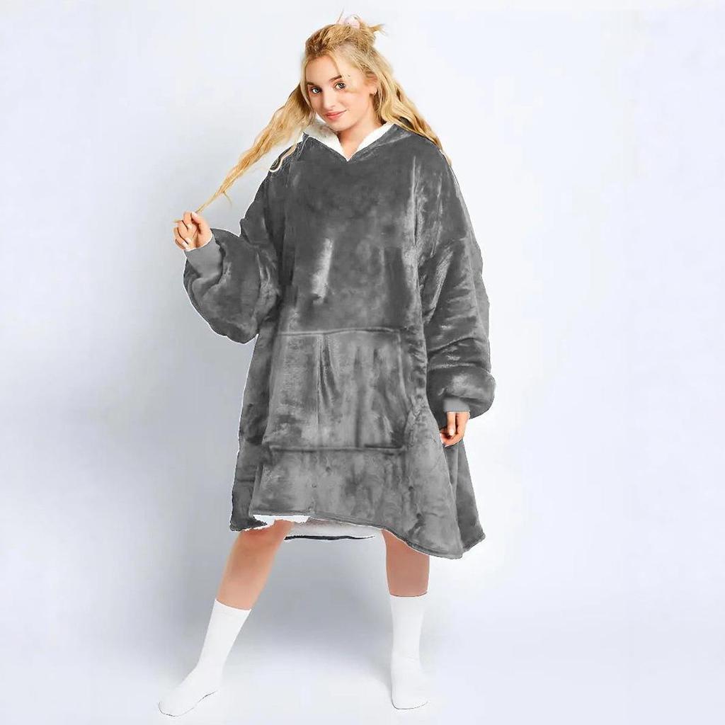 Flannel Lazy Wearable Blanket Hoodie for Indoor & Outdoor Cold-Weather Comfort