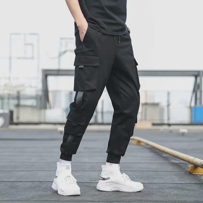 Men’s Fashionable Cuffed Overalls: Trendy Nine-Point Loose Harem Pants for Youth