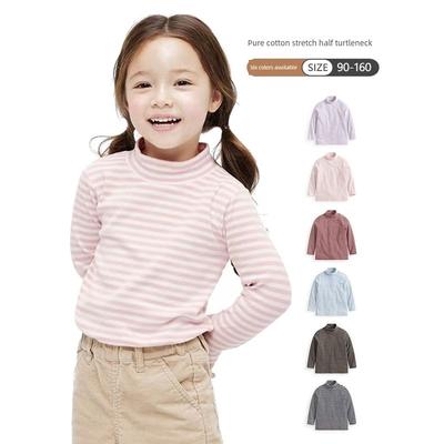 Turtleneck Bottoming Shirt Pure Cotton Autumn and Winter Long-Sleeved Shirt Boys and Girls Small Turtleneck Undershirt Heattech Middle Collar T-shirt