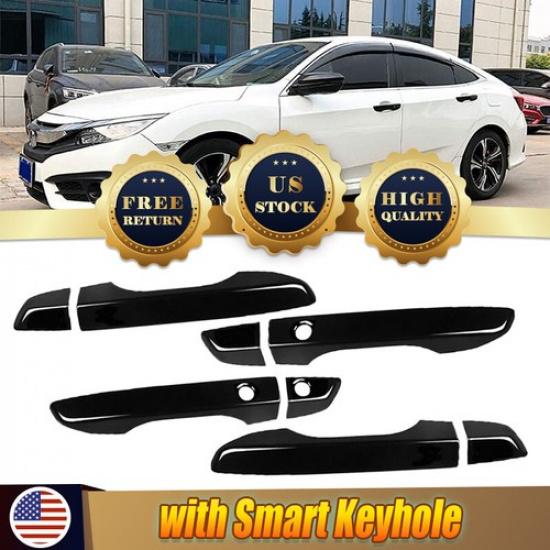 4X Gloss Black Door Handle Cover Trim Accessories for 2016-2021 Honda Civic 10th