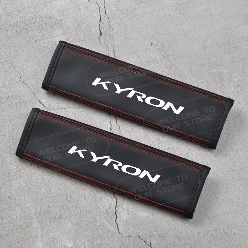 

2Pcs For Ssangyong Korando Rexton Musso Tivoli Actyon Kyron Emblem Logo Leather Car Safety Belt Shoulder Cover Pads Interior