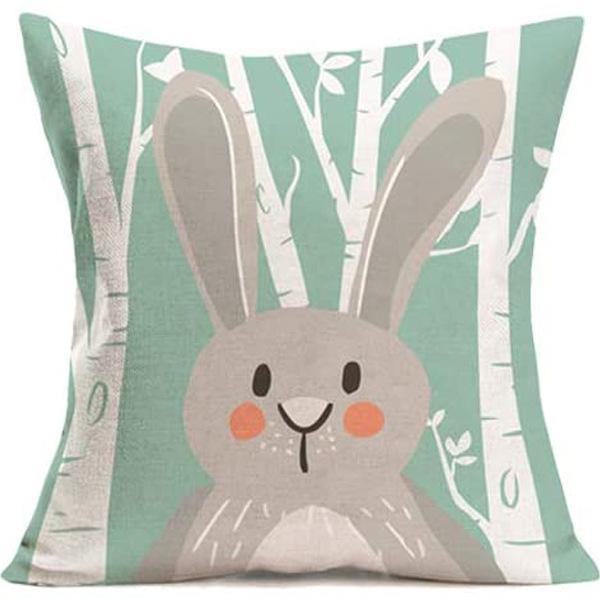 Super Cute Cartoon Linen Pillow Case Digital Printed Cushion Sofa Bed Pillow Simple
