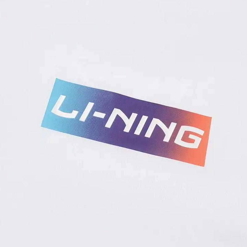 Li-Ning Gradient Logo Print Fashion Loose Versatile Round Neck Short Sleeve T-Shirt Casual Sports Set Unisex Tops YHST171-1+YKSV197-2