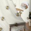 Plaid Bee Geometry Sheer Window Curtains For Living Room Kitchen Children Bedroom Voile Hanging Curtain