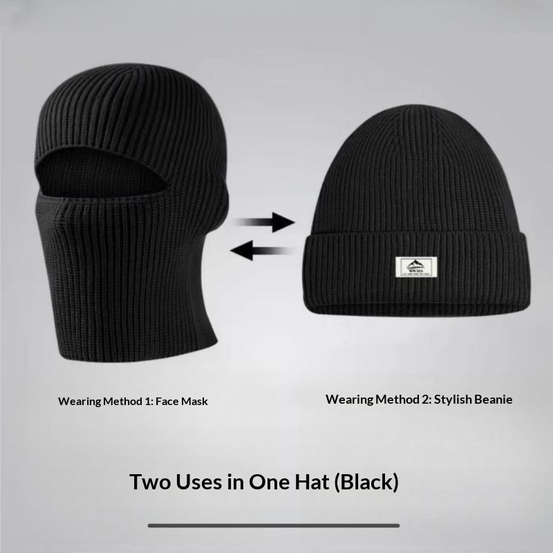 2Pcs Warm Knitted Ski Mask Cap 2In1 Winter Beanies Hats For Men Women Windproof Full Face Ski Mask Bonnet Cycling Earmuffs Hat