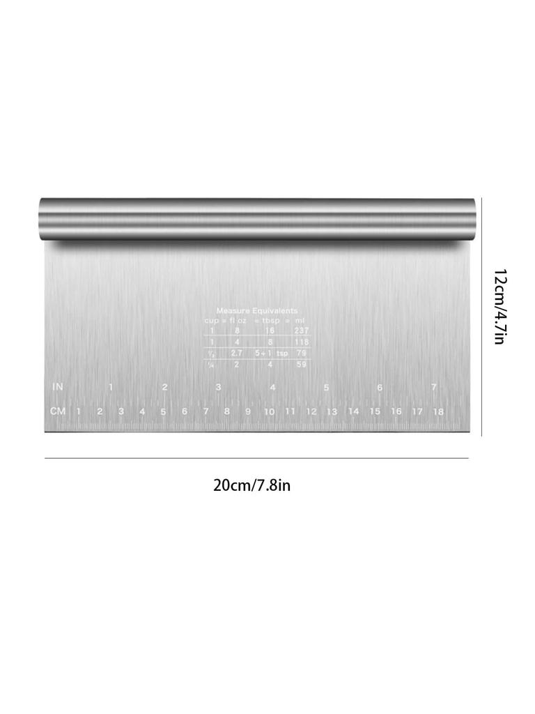 Leeseph Bench Scraper & Chopper Stainless Steel Pastry Cutter for Pasta Dough Bread Cake Baking Kitchen Tool with Scale Ruler
