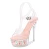 Fashion Transparent crystal fine heel waterproof table sandals female model runway shoes pole dancing nightclub large size women's shoes