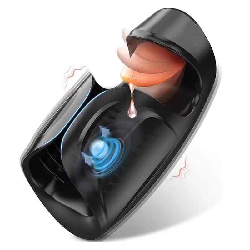 Men Penis Delay Trainer Male Masturbator Tongue Licking Glans Stimulater Delay Exerciser Vibrator Sex Toy for Men Adult Goods