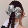 Koreanischer Übertriebener Übergroßer Silbriger Schwarzer Blume Scrunchie Kopfschmuck Frauen Mädchen Trendiges Design Elastisches Haarband Accessoires