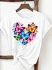 (Asian Size) butterfly lovely trend  Clothing T Shirt Print Female Woman Women Fashion Tee Top Short Sleeve Graphic T-shirts