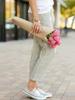 Women High Waist Stretch Ankle Pants Casual Cotton Hemp Solid Color Pocket Pants Simple Multi Color Spring Summer Autumn Women Pants