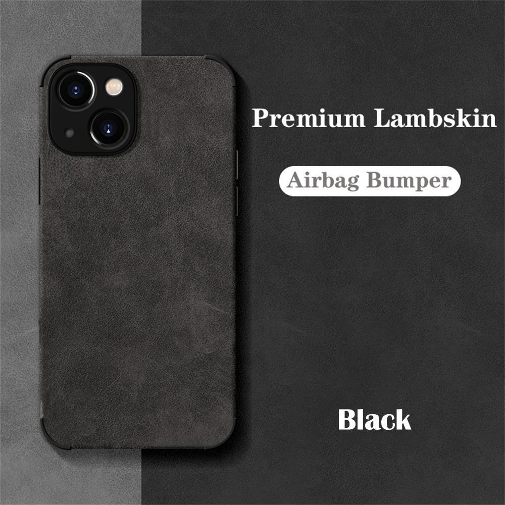 Shockproof Matte Lambskin Leather Case for iPhone 16 15 14 13 12 11 Pro X XR XS Max 7 8 Plus Soft Fabric Vintage Cover