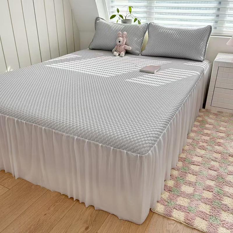 3D Bean Ice Silk Cool Massage Mat - Summer Bed Sheet & Skirt Style for Relaxation and Comfort