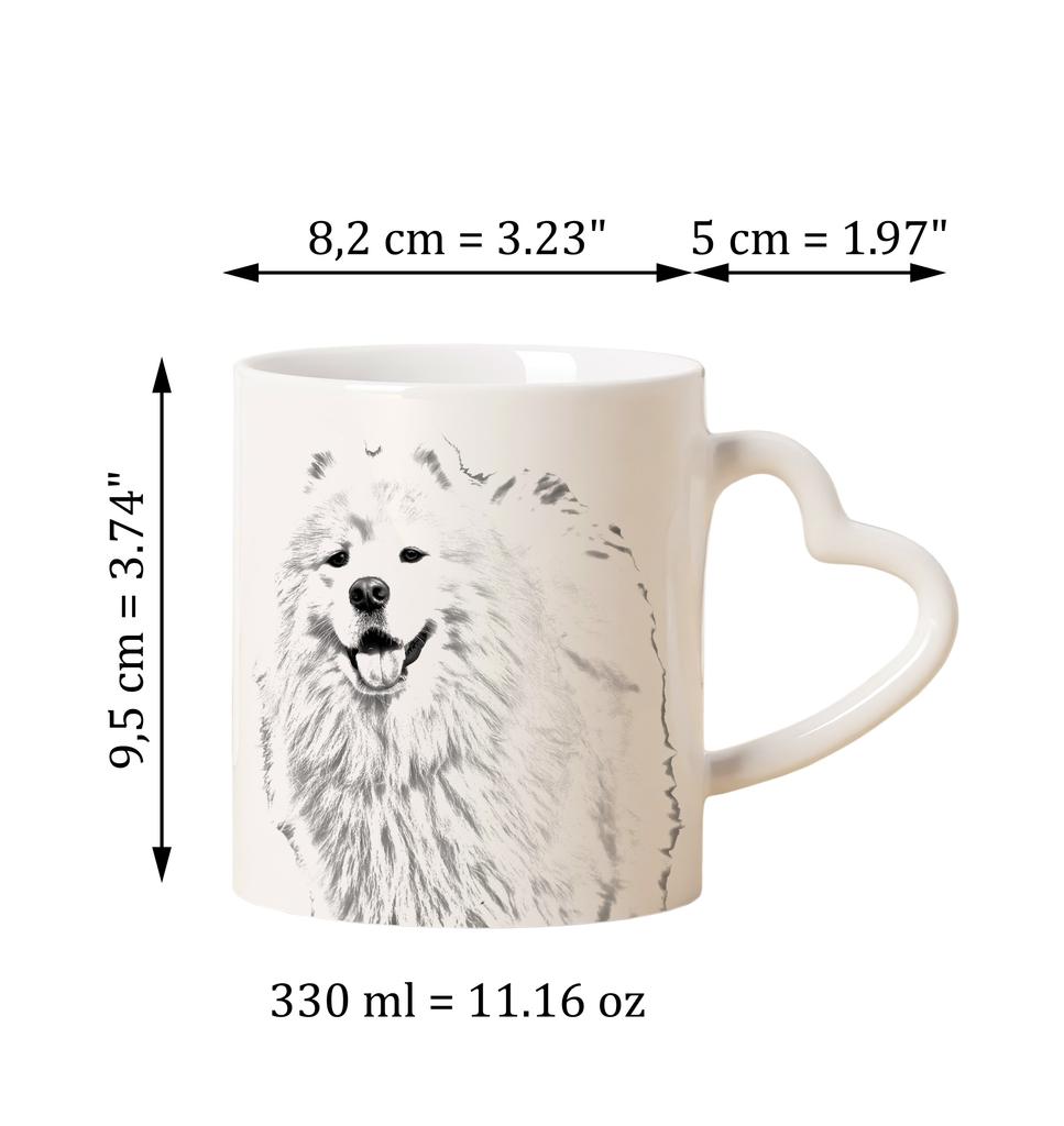 Samoyed, Bjelkier, Samoiedskaya Sobaka - Cup with a Dog, Adorable Cup with a Heart-shaped Handle, Universal Gift from the Art-Dog Brand