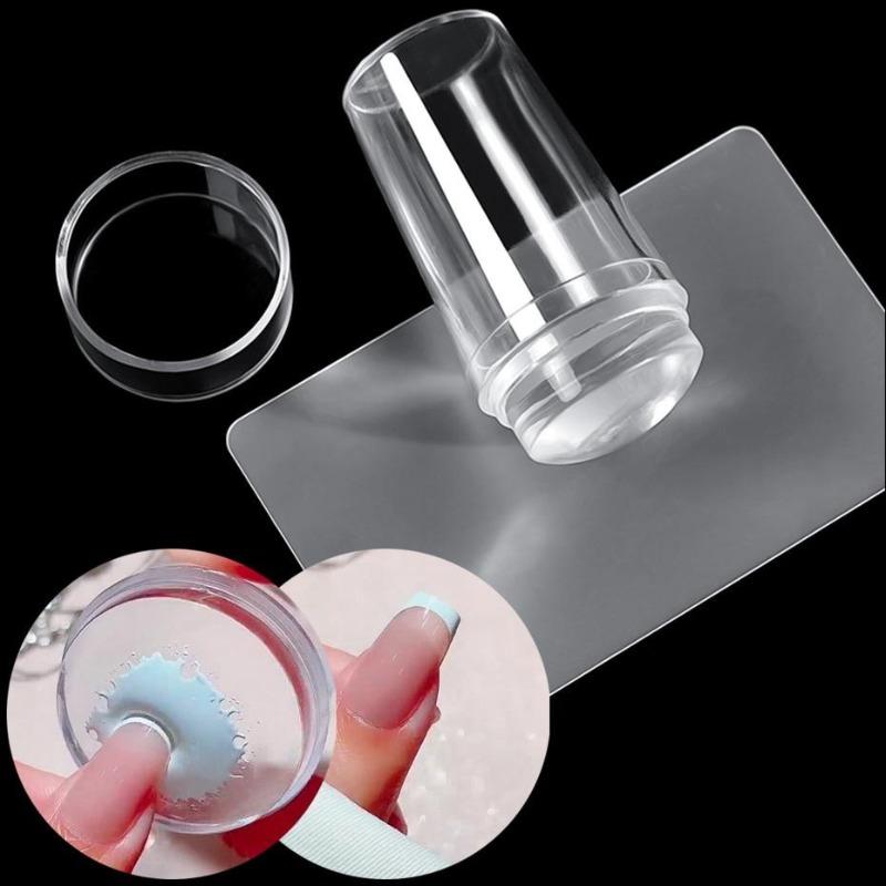 

Nail Stamper Set Jelly Head with Scraper Nail Art Template Print Silicone Stamping Plate Tools Manicure Accessories