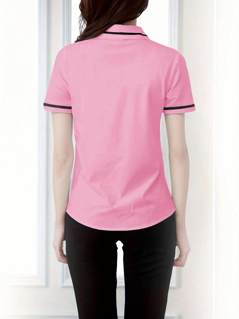 Classic Women's White Office Shirts with Contrasting Collars and Cuffs - European, American, Japanese, Korean Styles