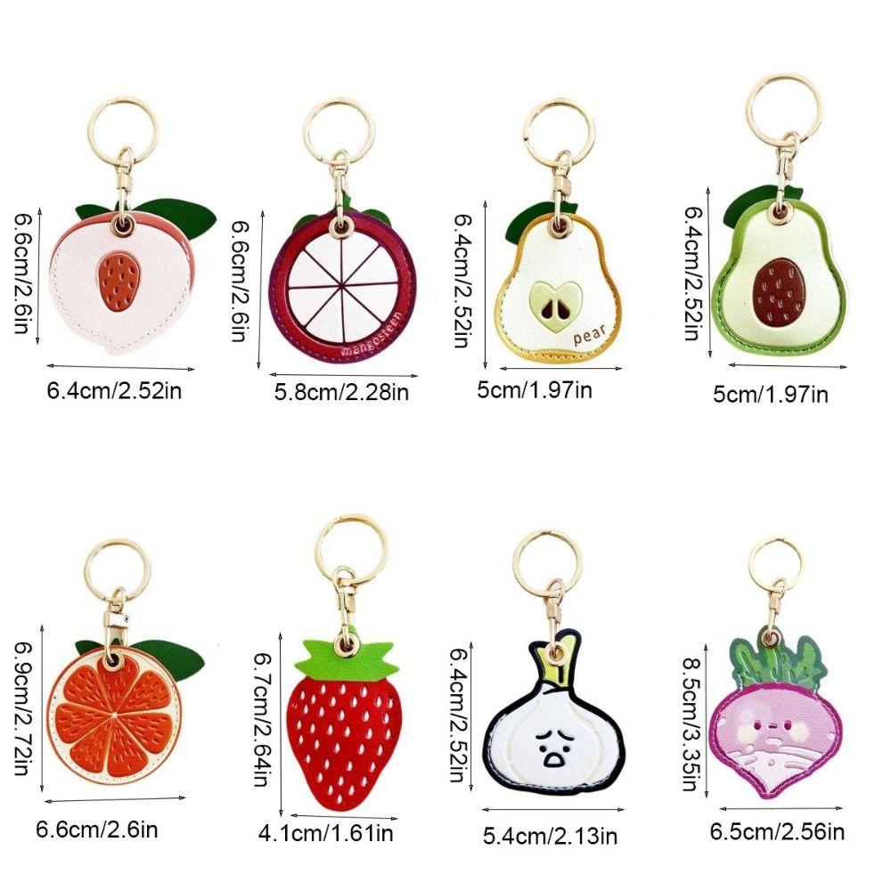 Leather Fruit Key Chain Anti-lost Access Card Holder Cute Bag Pendant  Bag Charm