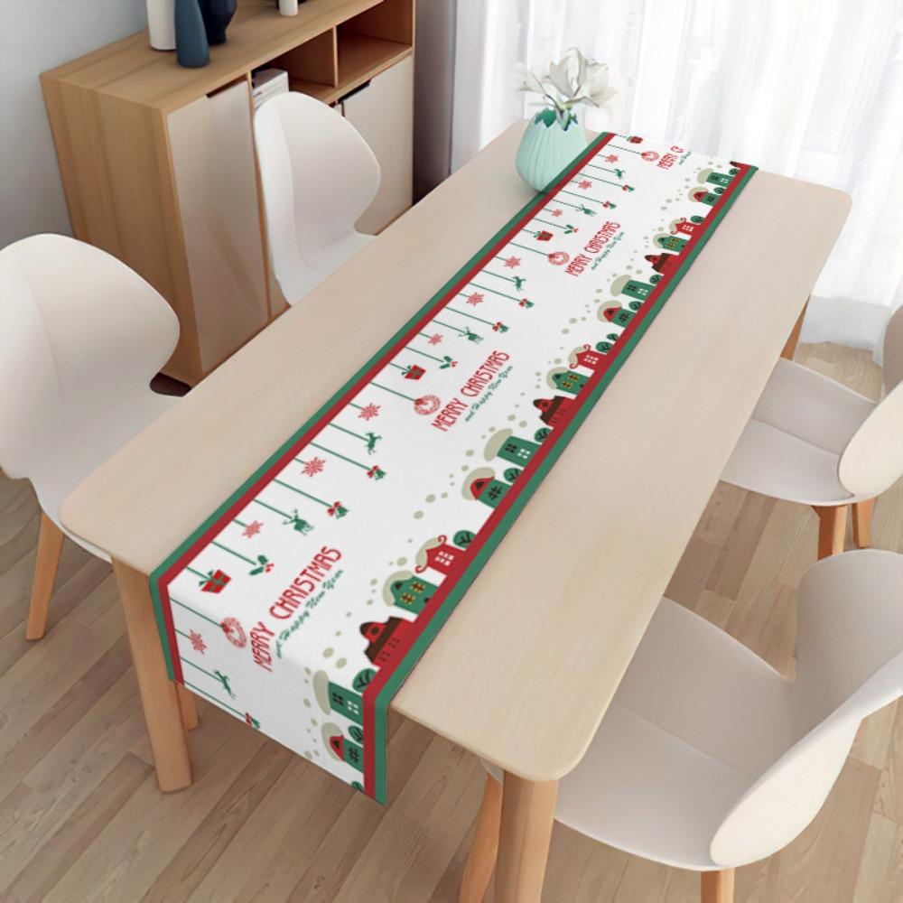 2pcs Christmas Decorative Tablecloth Holiday Gifts Household Long Tablecloth Placemat Linen Table Flag