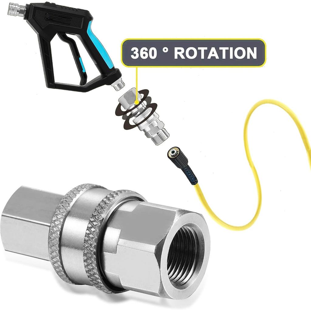 4 x Power Washer Hose Connector Coupling, Pressure Washer Quick Coupling 1/4 Inch Accessories for Pressure Washer (Silver)
