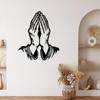 Black Metal Praying Hands Wall Art Religious Christian Faith Decor for Living Room Bedroom