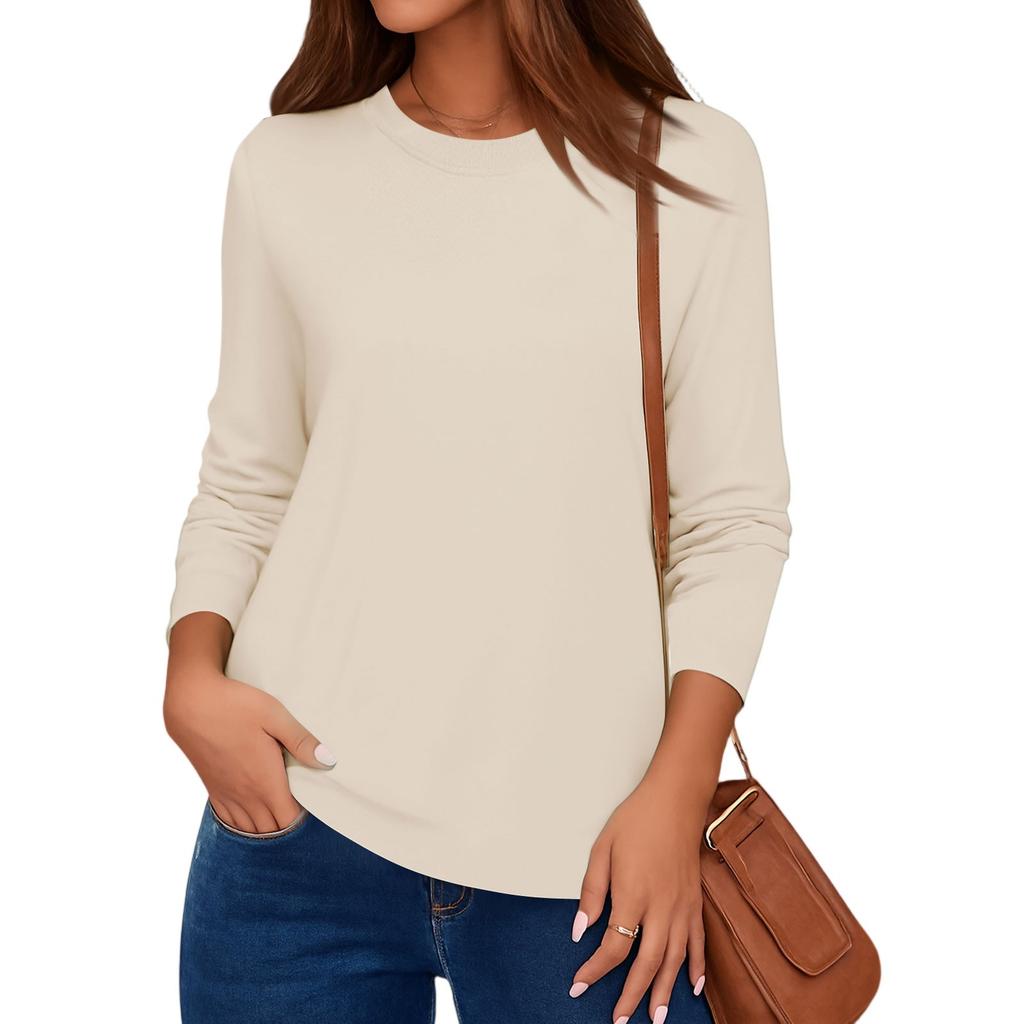 Women Top Long Sleeve T-Shirts Blouses O Neck Fit Top Spring Fashion Tunic Basic Tops