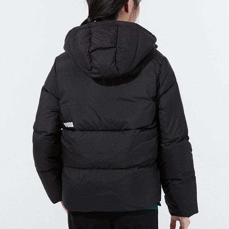 Puma Essentials Down Jacket Logo Solid Color Warm Hooded Coat Women Jacket Black 848173-01