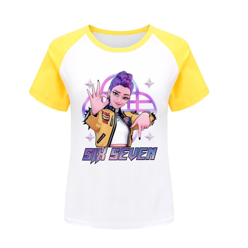 

5232 Kids Girls Rumi Zoey Mira Print Raglan Short Sleeves T-Shirt 170cm жовтий