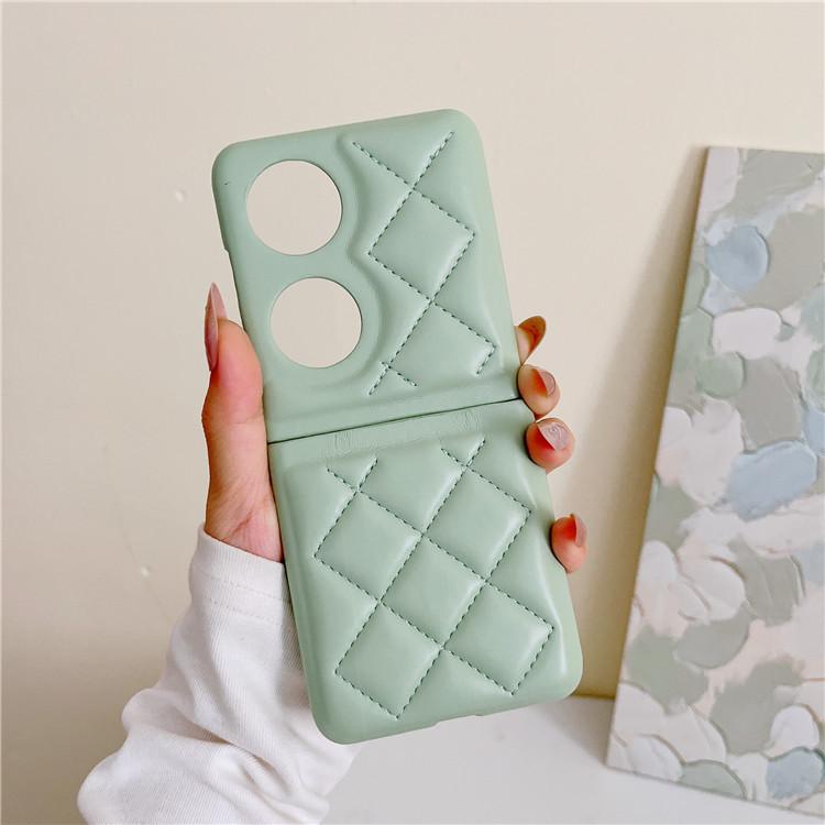 Applicable to Huawei P50 Pocket rhombus leather case, mobile phone case up and down folding screen PU hard case protective case, Japan and South Korea