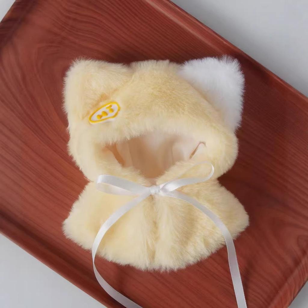 No Doll Cute Star Emblem Rabbit Fur Cape Cloak For 10cm 15cm Cotton Dolls Pink Bow Decor Halloween Photo Prop Dress Up Outfit