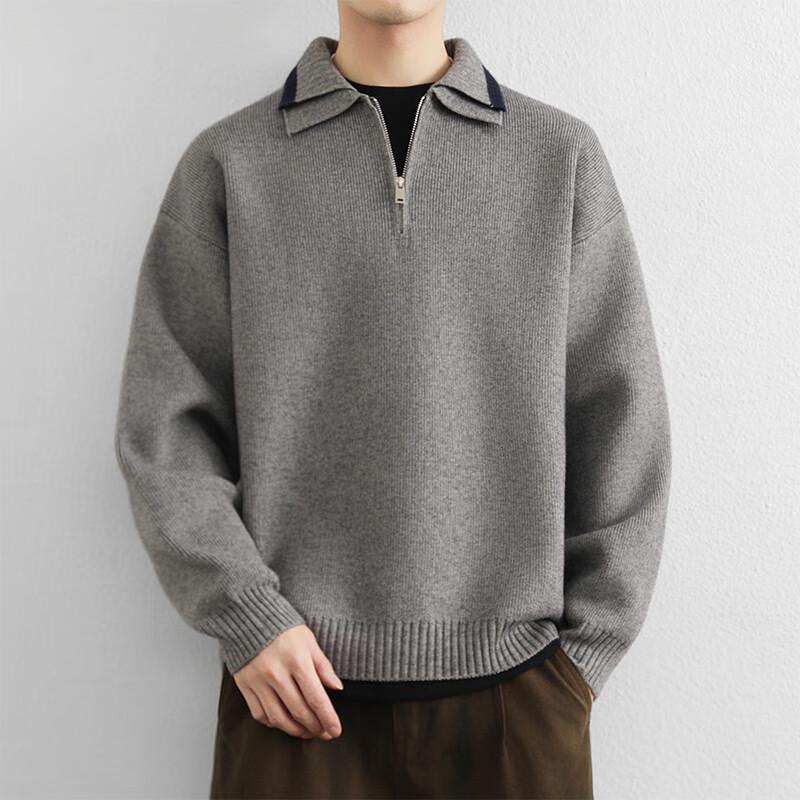 Men's Loose Fit Half-Zip Thick Knit Sweater