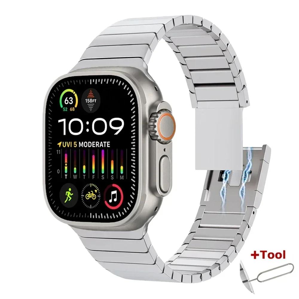 Magnetic Metal Band for Apple Watch Ultra2 49mm Series 10 46mm Stainless Steel Strap for Series 9 8 7 6 5 4 SE 45mm 44mm Correa