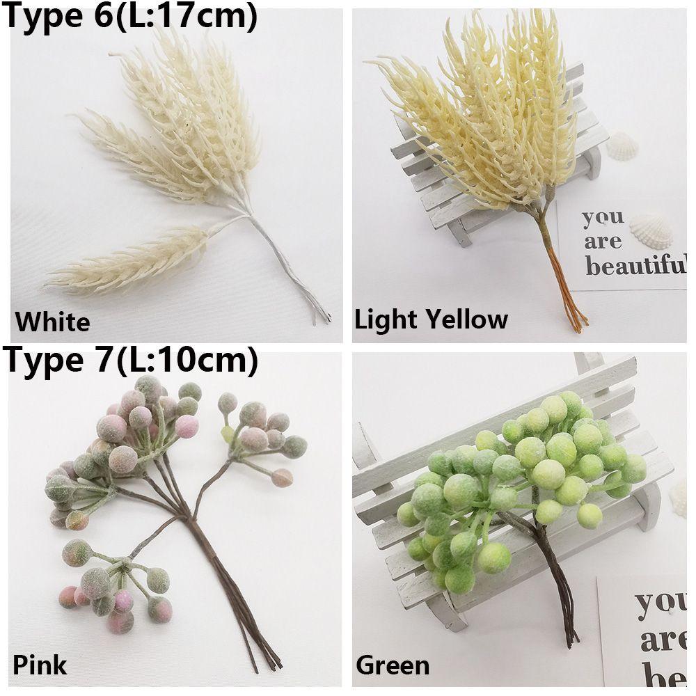 6PCS/Bundle DIY Xmas Ornament Home Decor Pine Artificial Flowers Simulation Plants Faux Grass