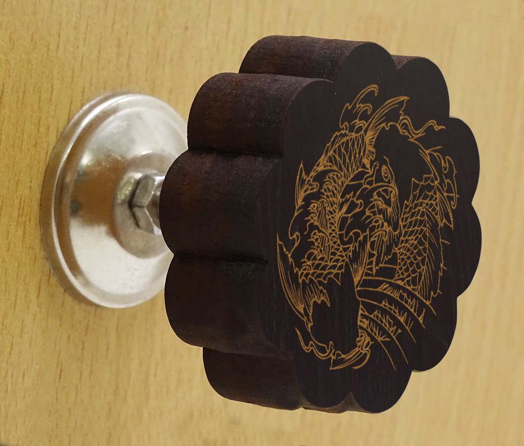 IBA Indianbeautifulart Braun Gravierte Knöpfe Packung mit 10 Hölzernen Schranktürknöpfen Schublade