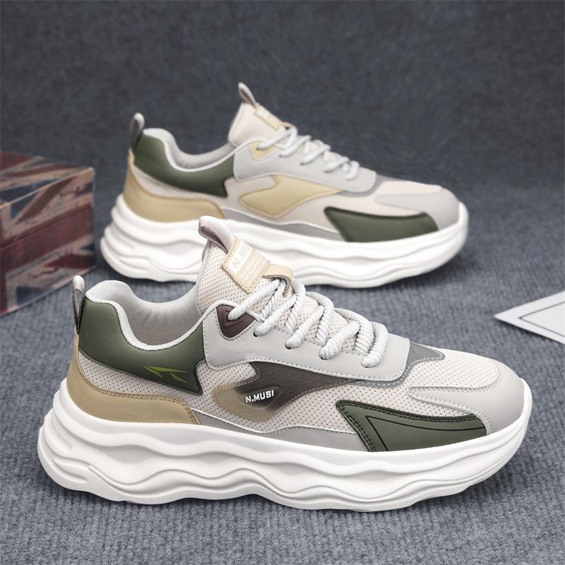 Spring new breathable mesh sports shoes lightweight non-slip thick-soled casual running dad shoes