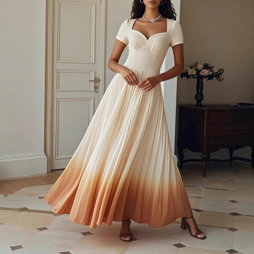 2026ins new Internet celebrity temperament elegant dress European and American pleated dress S белый