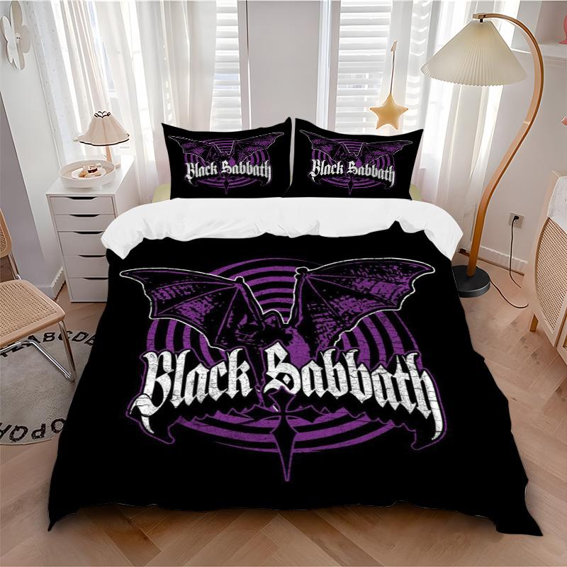 Black Sabbath Bedding 3 Piece Set HD Print Duvet Cover Pillowcases for Teens Adult Bedroom Decoration Christmas Gift