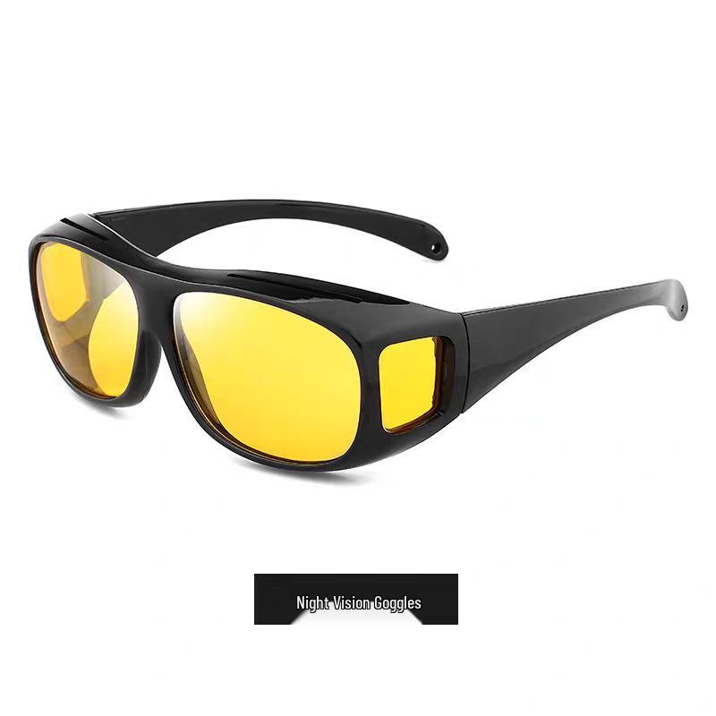 Men's Night Vision Anti-Glare Cycling and Windproof Goggles with Clip-On Multifunctional TV Sunglasses and Protective Eyewear.