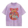 2026 Summer Women Death Metal Print Washed T Shirt Distressed Soft Loose Breathable Short Sleeve Punk Trend Casual Streetwear To