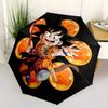 Dragon Ball Z Son Goku T-Shirt Saiyan Krieger Tee mit Dragon Balls Regenschirm, Tragbarer 3-fach Kompaktregenschirm für Herren & Damen, S102