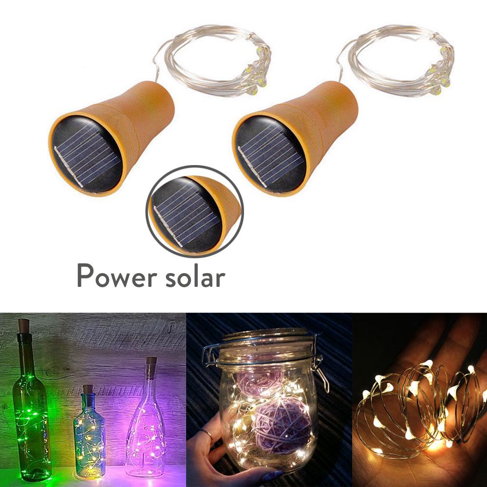 Solar Powered 10LED 20LED Wine Bottle Lights Cork Shape Fairy Lights Garland Christmas Light Copper Wire Home Room Decor Lamp