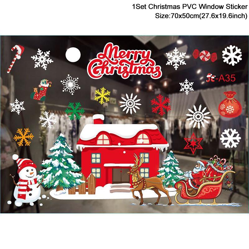 Christmas Window Stickers Santa Claus Snowflake DIY Wall Decal 2026 Christmas Decorations For Home New Year Ornaments Gift 2026