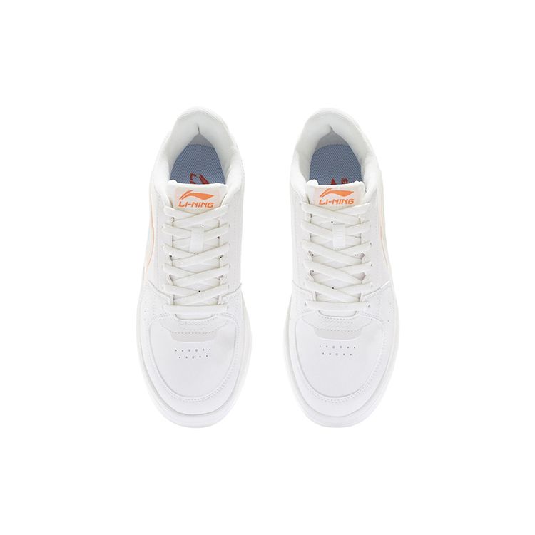 Li Ning Star River Classic Casual Durable Breathable Low-Top Skate Shoes Women sneaker White Orange AGCS254-2
